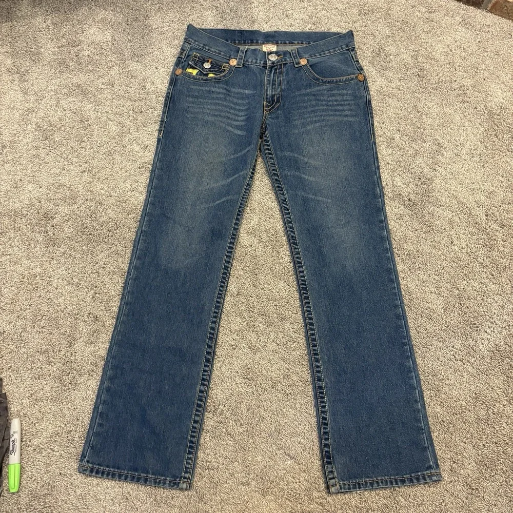 Y2K True Religion Billy Super T Jeans 32x33 FIT 34x33 5 Pocket USA Unique Biker